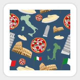 Italian seamless pattern, the symbols of Italy, pizza and pasta Sticker